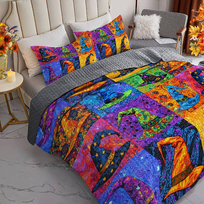 Witch Lorva All Season Quilt 3-Piece Set Colorful Witch Hats