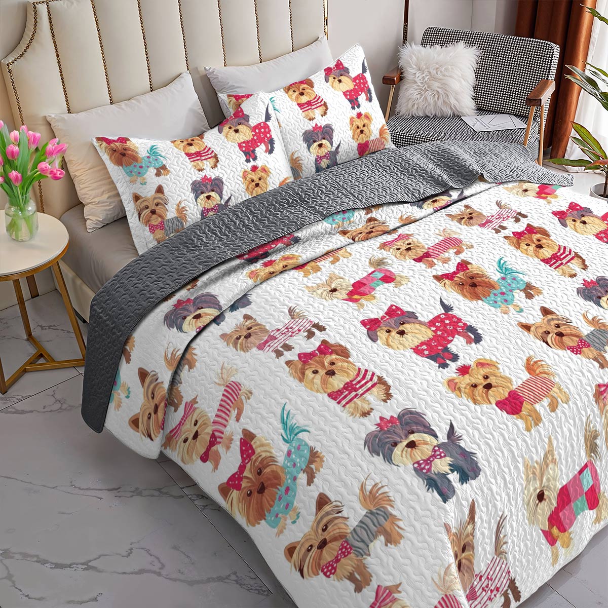 Lorva All Season Quilt 3-Piece Set Sweet Yorkie