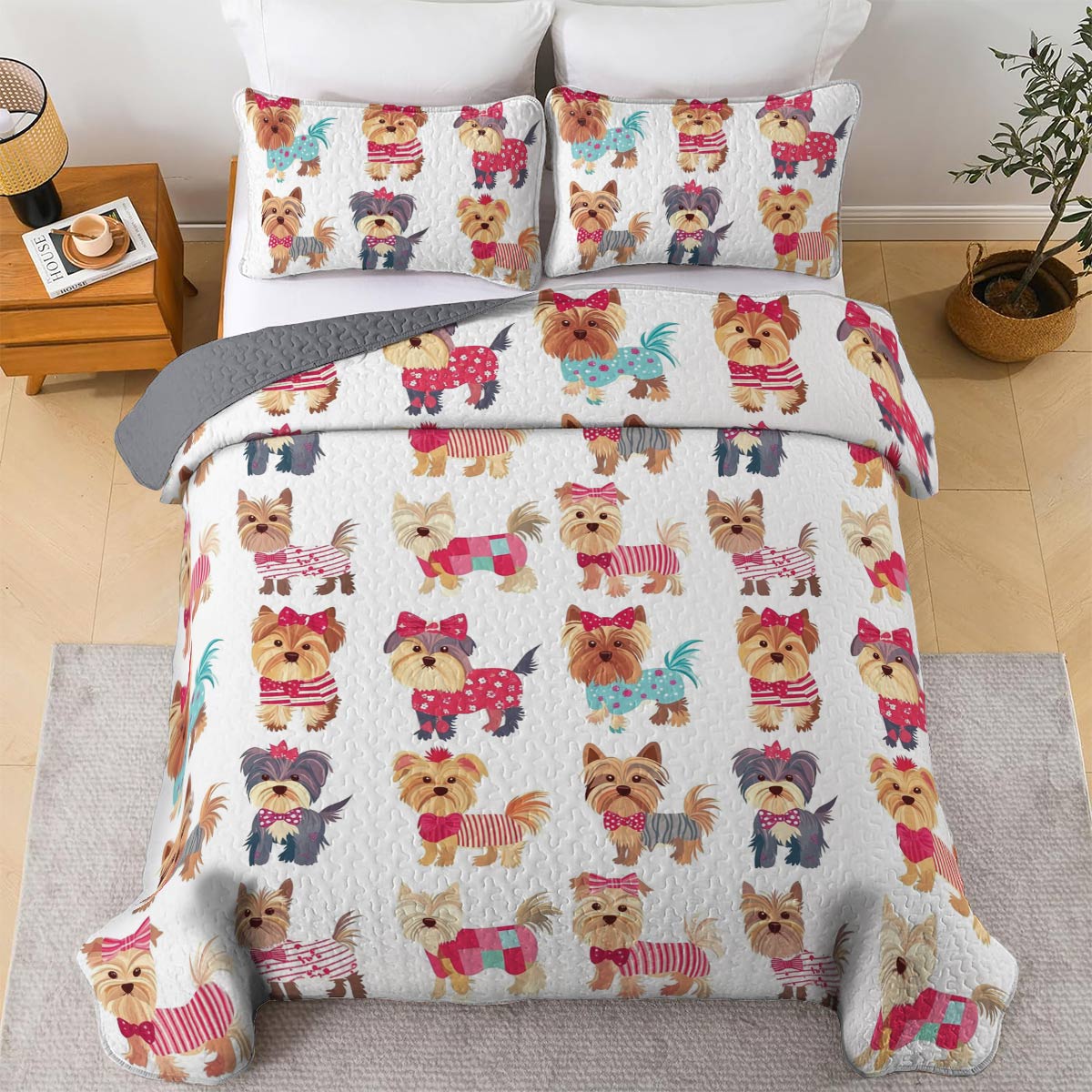 Lorva All Season Quilt 3-Piece Set Sweet Yorkie