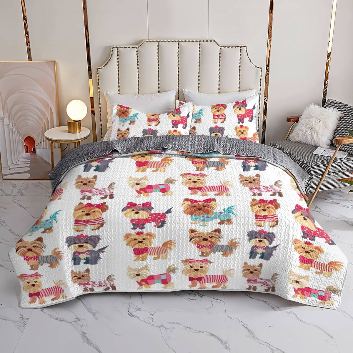Lorva All Season Quilt 3-Piece Set Sweet Yorkie