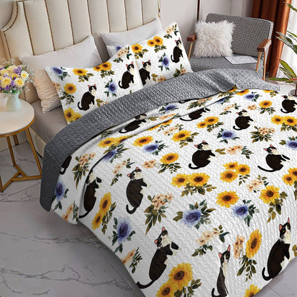 Lorva All Season Quilt 3-Piece Set Sunshine Floral Cat