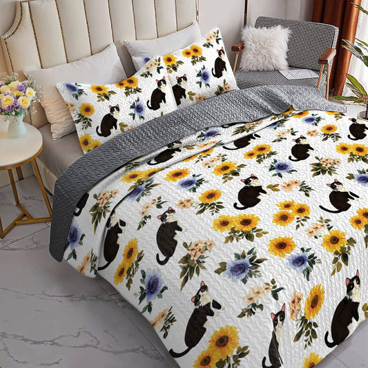 Lorva All Season Quilt 3-Piece Set Sunshine Floral Cat