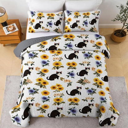 Lorva All Season Quilt 3-Piece Set Sunshine Floral Cat