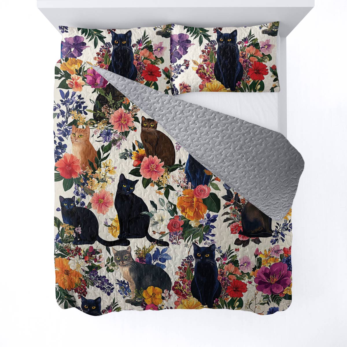 Lorva All Season Quilt 3-Piece Set Mystical Garden Cats