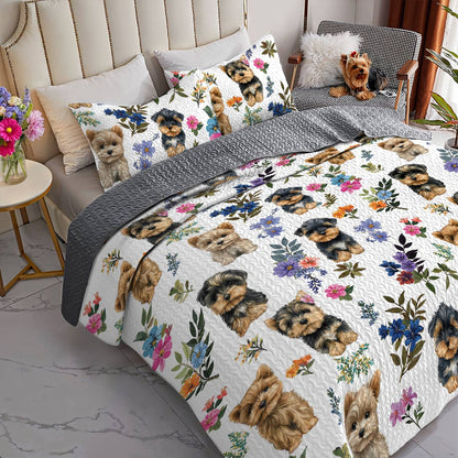 Lorva All Season Quilt 3-Piece Set Yorkie Bloom Bliss