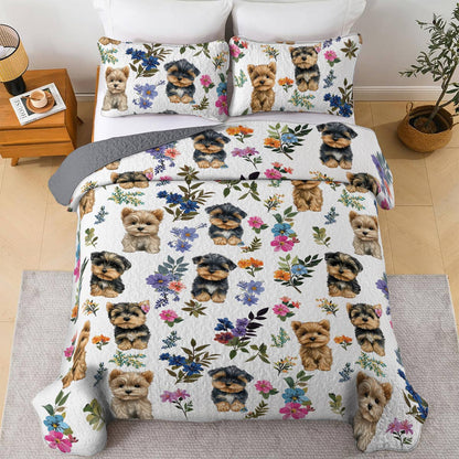 Lorva All Season Quilt 3-Piece Set Yorkie Bloom Bliss