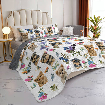 Lorva All Season Quilt 3-Piece Set Yorkie Bloom Bliss