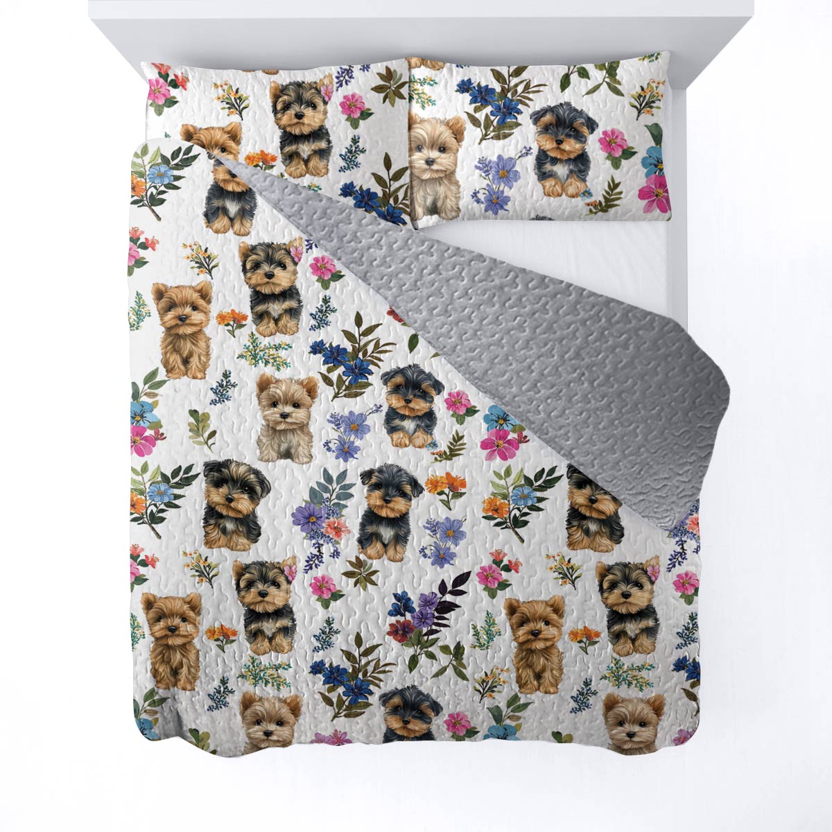 Lorva All Season Quilt 3-Piece Set Yorkie Bloom Bliss