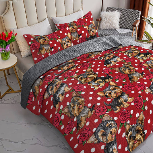 Lorva All Season Quilt 3-Piece Set Puppy Rose Bliss