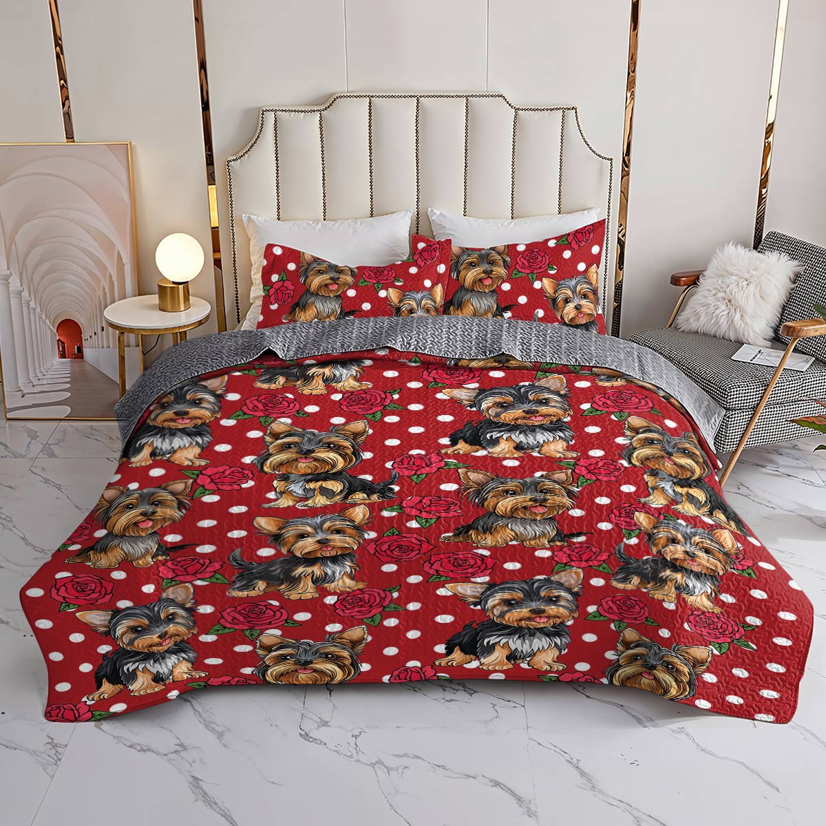 Lorva All Season Quilt 3-Piece Set Puppy Rose Bliss