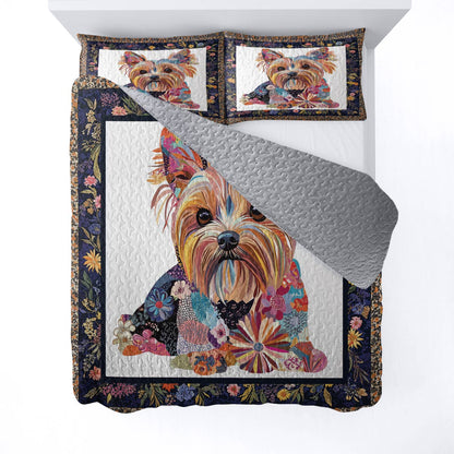 Lorva All Season Quilt 3-Piece Set Patchwork Yorkshire Terrier Paradise
