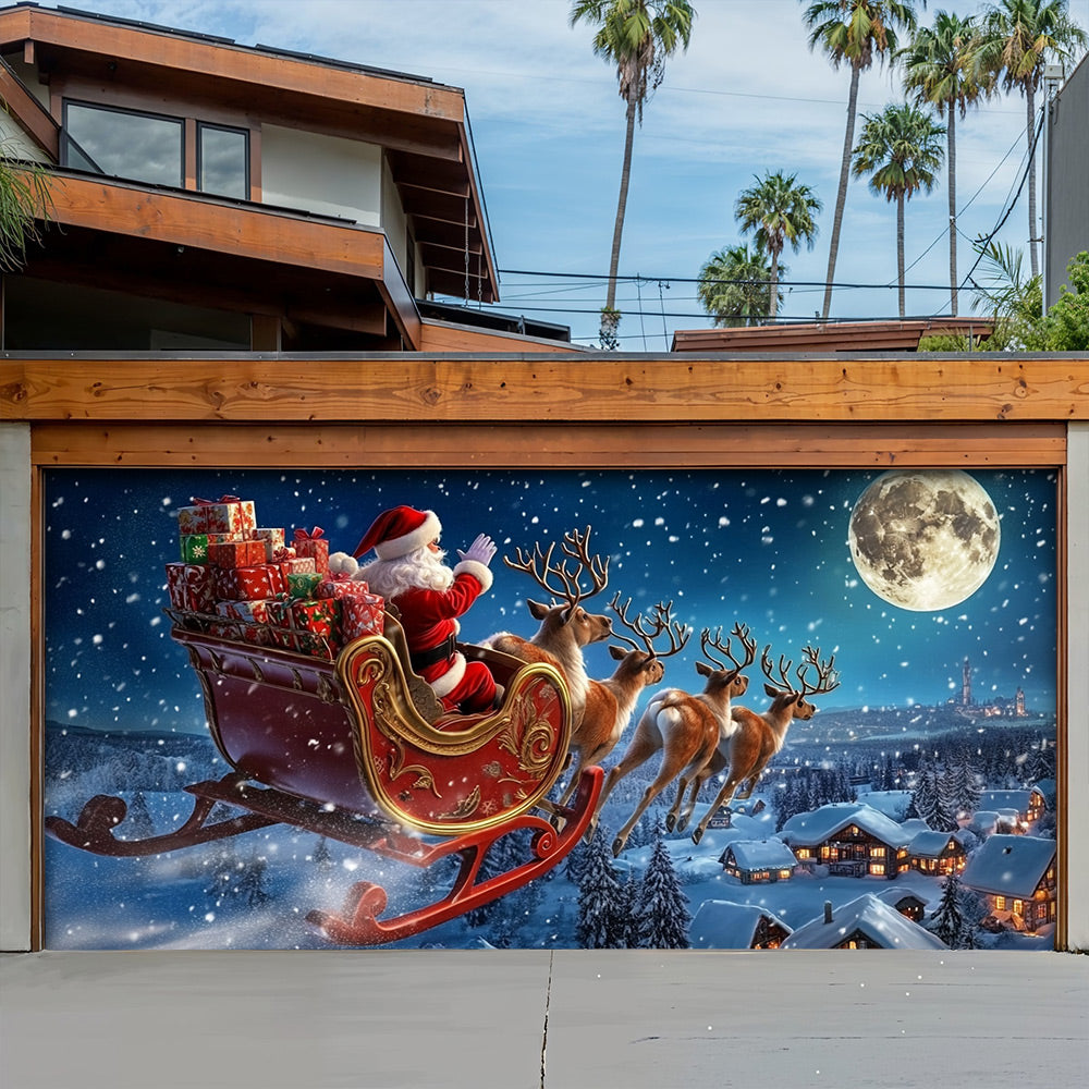 Lorva Christmas Garage Door Banner Decoration Santa’s Holiday Express