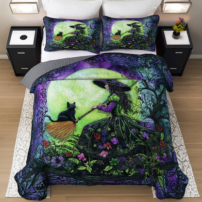 Witch Lorva All Season Quilt 3-Piece Set The Witch’s Black Cat Companion