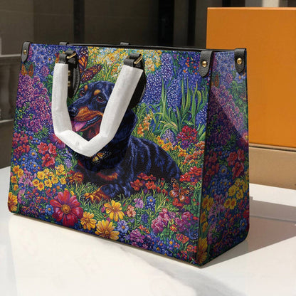 Lorva Leather Bag Garden Dachshund Delight