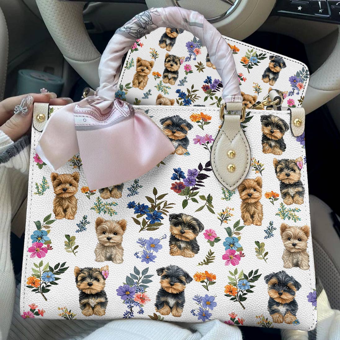 Lorva Leather Bag Yorkie Blossom Charm