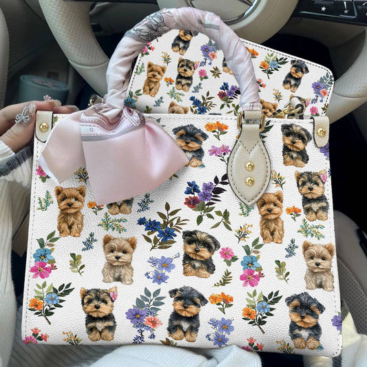 Lorva Leather Bag Yorkie Blossom Charm