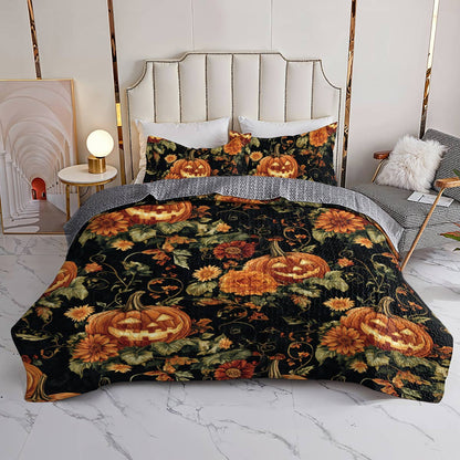 Halloween Lorva All Season Quilt 3-Piece Set Midnight Pumpkin Bloom