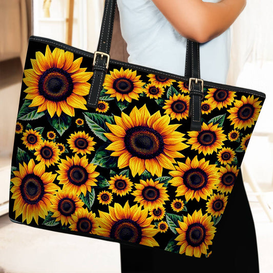 Lorva Sunflower Leather Tote Bag Summer Eclipse