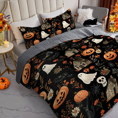 Halloween Lorva All Season Quilt 3-Piece Set Spooky Night Garden