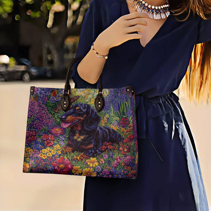 Lorva Leather Bag Garden Dachshund Delight