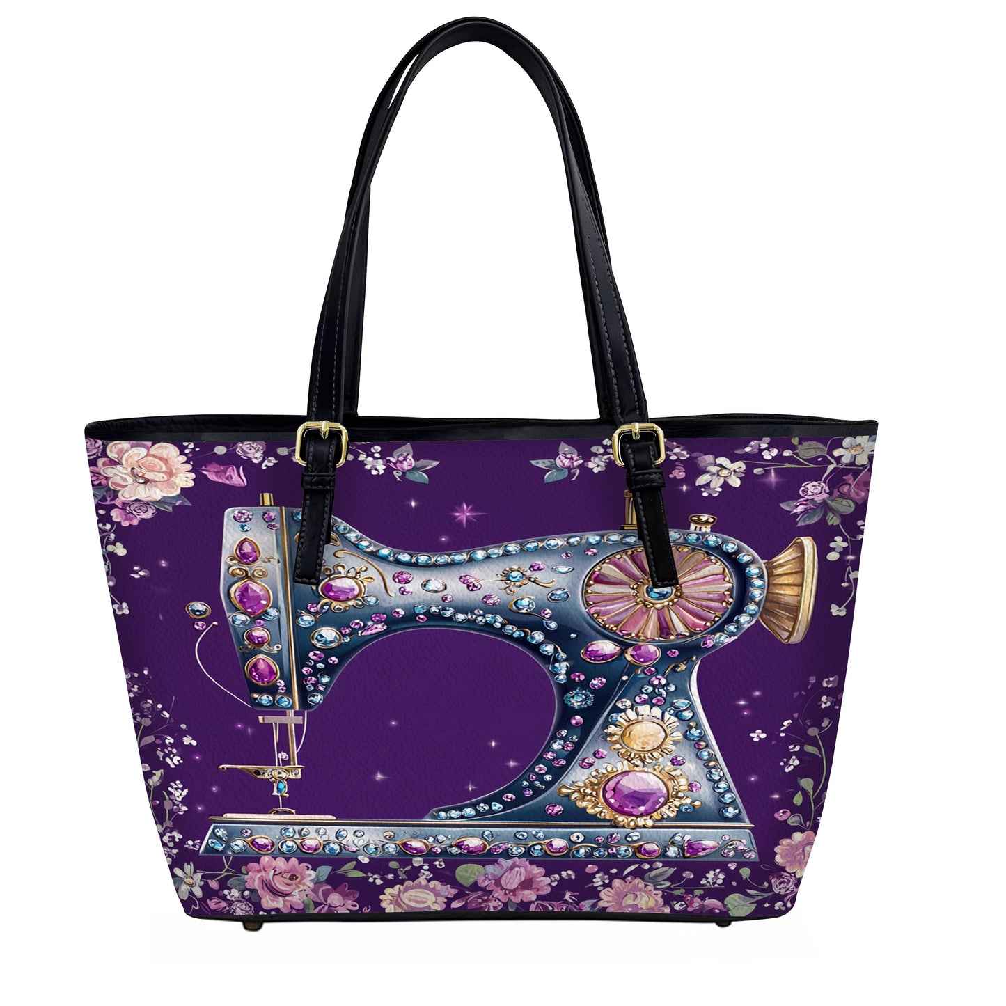 Lorva Sewing Leather Tote Bag Purple Spark