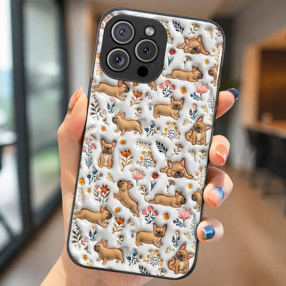 Lorva French Bulldog Flat Print Phone Case Happy Field Flowers