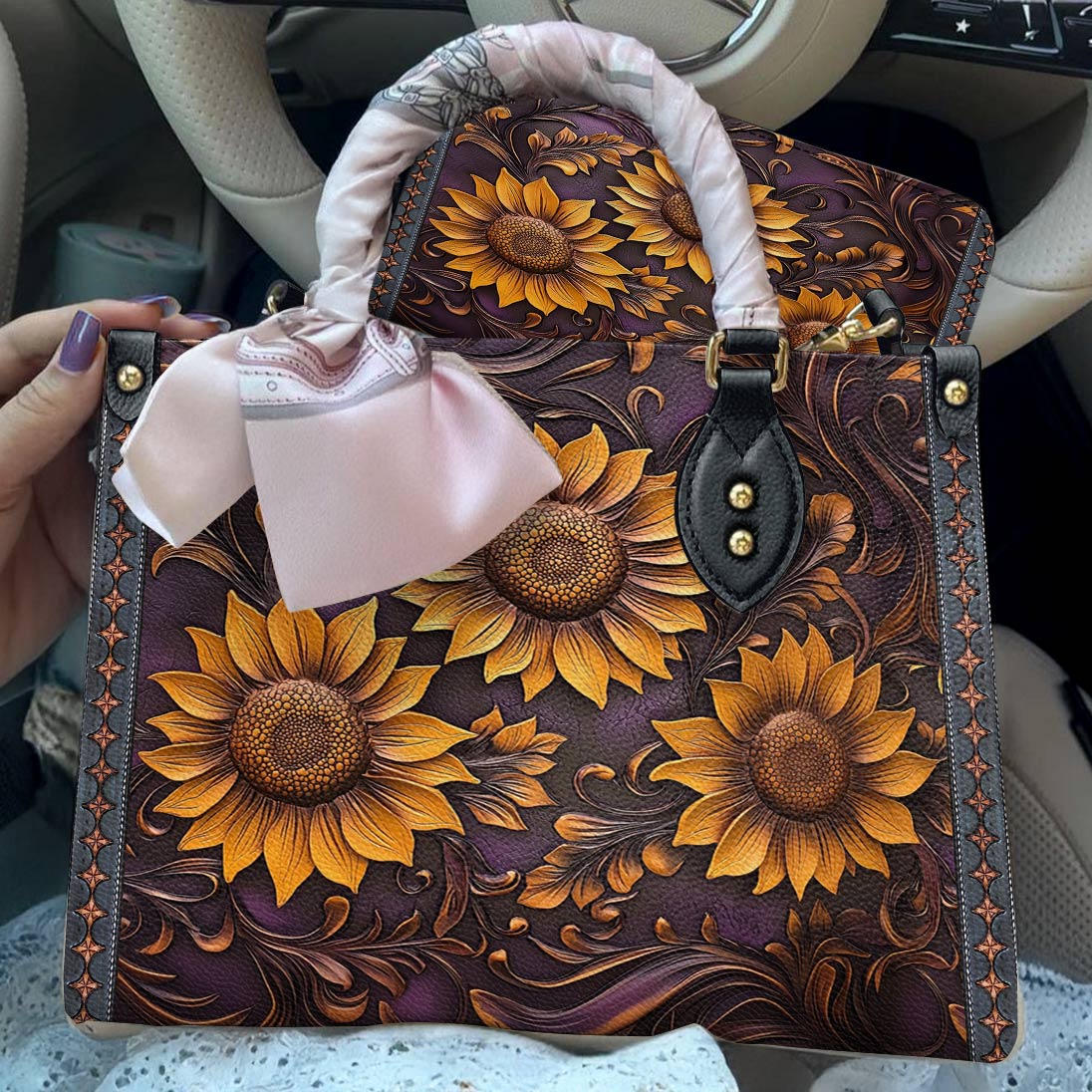 Lorva Leather Bag Sunflower Hope Love