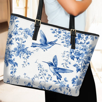 Lorva Hummingbird Leather Tote Bag Chiffon Sky