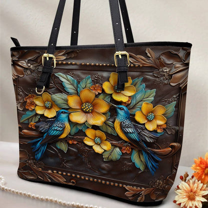Lorva Leather Tote Bag Birdsong & Blossoms