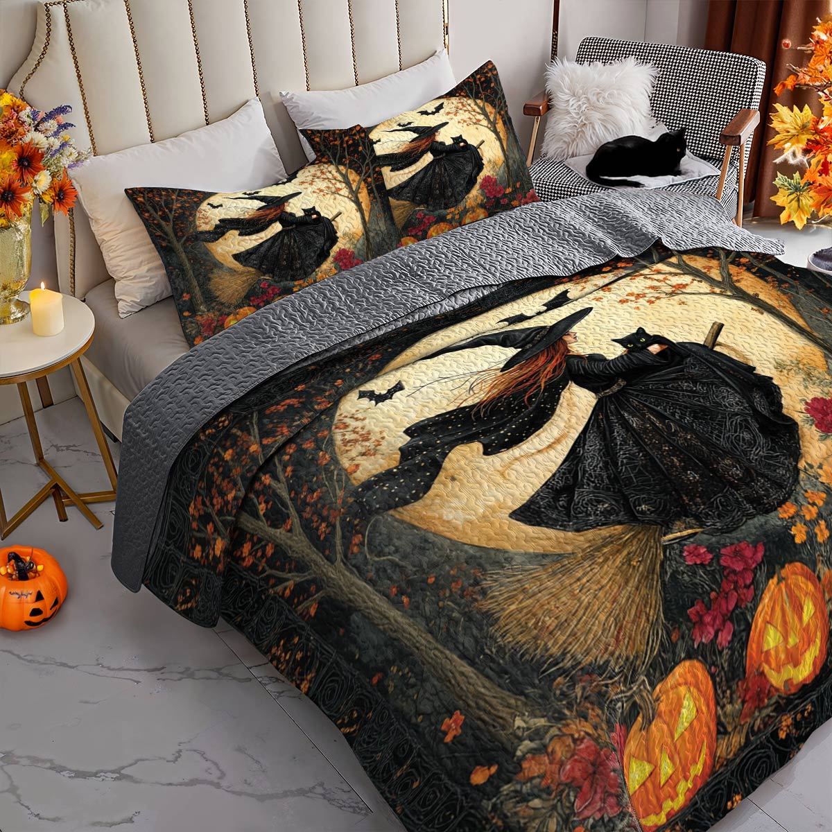 Witch Lorva All Season Quilt 3-Piece Set Midnight Flight Witch