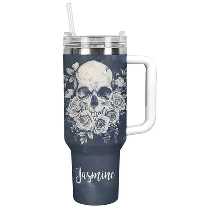 Lorva Personalized Skull Tumbler Classical Floral Skull